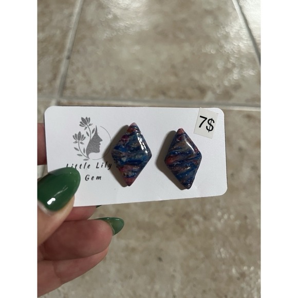 New Handmade Polymer Clay Stud Earrings lot -5 Unique 10 PCs Stainless Steel - Picture 6 of 11